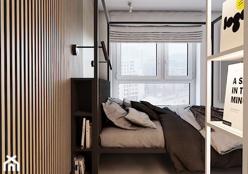 Roomba - Mała szara sypialnia, styl minimalistyczny - zdjęcie od EDYCJA studio