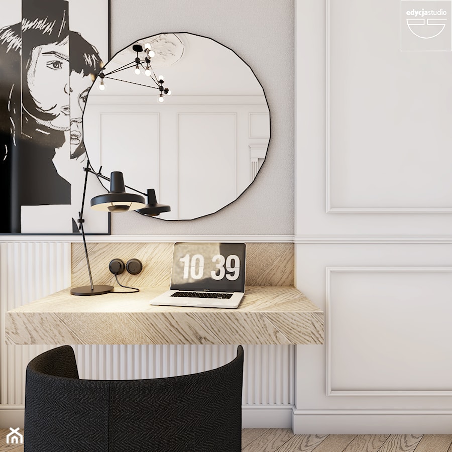 Opposites attract - Mała biała szara sypialnia, styl nowoczesny - zdjęcie od EDYCJA studio