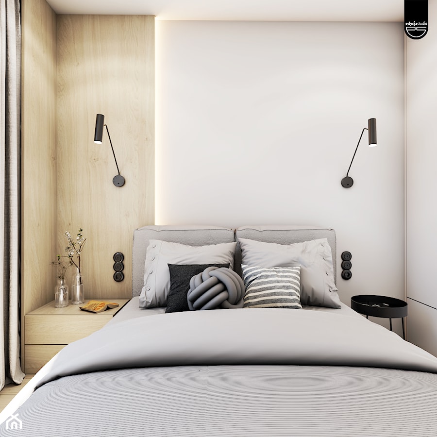 The beginning - Mała beżowa biała sypialnia, styl nowoczesny - zdjęcie od EDYCJA studio