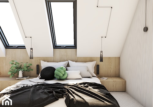 Origami - Mała beżowa szara sypialnia, styl minimalistyczny - zdjęcie od EDYCJA studio