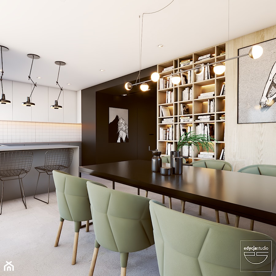 Industrial vibe - Średnia czarna jadalnia w kuchni, styl industrialny - zdjęcie od EDYCJA studio