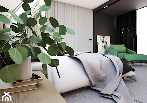Origami - Średnia czarna szara sypialnia, styl minimalistyczny - zdjęcie od EDYCJA studio