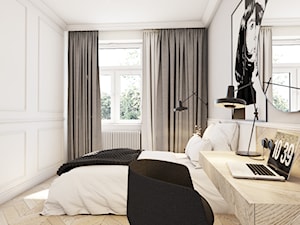 Opposites attract - Średnia biała z biurkiem sypialnia, styl nowoczesny - zdjęcie od EDYCJA studio