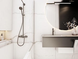 Opposites attract - Mała bez okna z lustrem z marmurową podłogą łazienka, styl nowoczesny - zdjęcie od EDYCJA studio