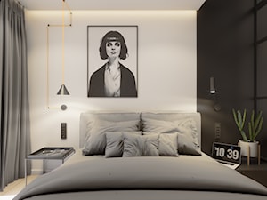 Enter the game - Średnia biała czarna sypialnia, styl minimalistyczny - zdjęcie od EDYCJA studio