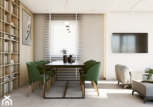 Industrial vibe - Średnia beżowa biała jadalnia w salonie, styl nowoczesny - zdjęcie od EDYCJA studio