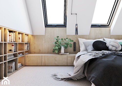 Origami - Średnia biała sypialnia na poddaszu, styl minimalistyczny - zdjęcie od EDYCJA studio