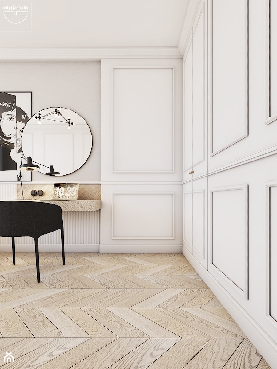 Opposites attract - Średnia biała szara z biurkiem sypialnia, styl nowoczesny - zdjęcie od EDYCJA studio