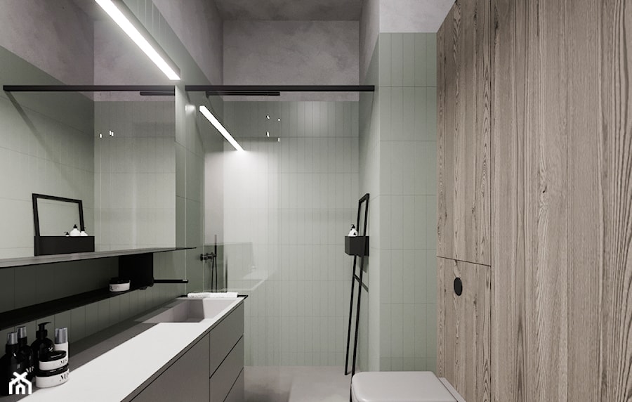 Mieszkanie 45mkw Warszawa - Mała łazienka, styl minimalistyczny - zdjęcie od mallumo