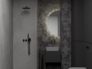 Mieszkanie 33mkw w Warszawie - Mała bez okna z lustrem łazienka, styl minimalistyczny - zdjęcie od mallumo