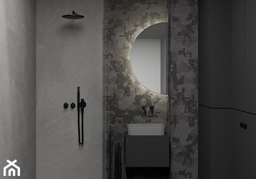 Mieszkanie 33mkw w Warszawie - Mała bez okna z lustrem łazienka, styl minimalistyczny - zdjęcie od mallumo