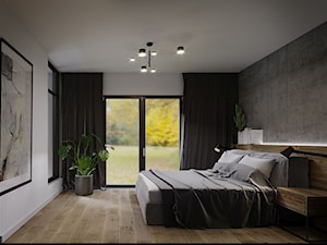 Sypialnia w domu pod Warszawą - Średnia biała czarna sypialnia, styl nowoczesny - zdjęcie od mallumo