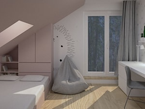 Pokój - Średni biały różowy szary pokój dziecka dla dziecka dla dziewczynki - zdjęcie od mallumo