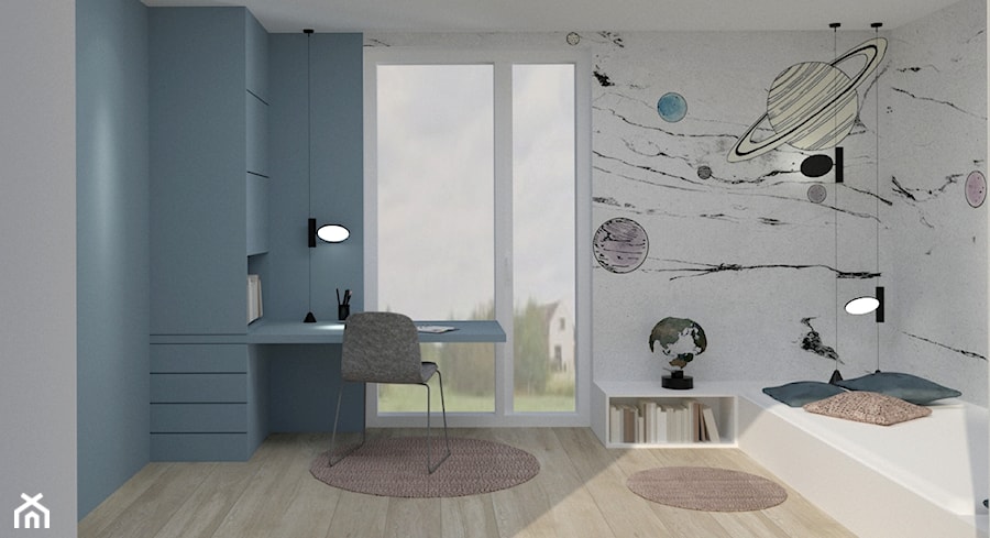 Pokój dla miłośniczki kosmosu - Pokój dziecka, styl minimalistyczny - zdjęcie od mallumo