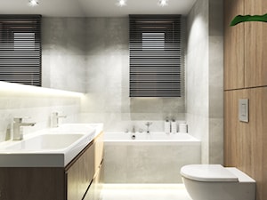 Mieszkanie I - Średnia z lustrem z dwoma umywalkami z punktowym oświetleniem łazienka z oknem, styl nowoczesny - zdjęcie od MINIMAL.