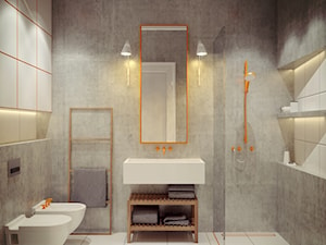 2-pokojowe mieszkanie - 44 m2 - Średnia bez okna z punktowym oświetleniem łazienka, styl minimalistyczny - zdjęcie od Avocado Concept