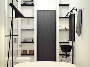Black&White - łazienka w kawalerce 28m2 - zdjęcie od Avocado Concept