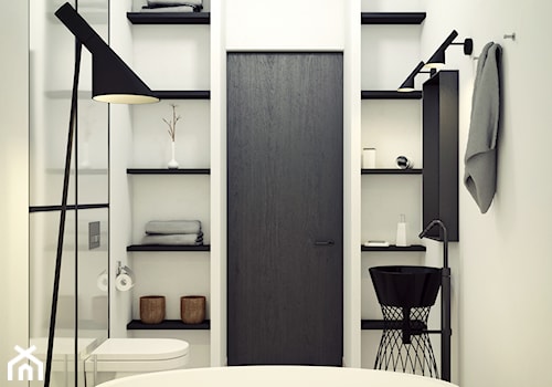 Black&White - łazienka w kawalerce 28m2 - zdjęcie od Avocado Concept