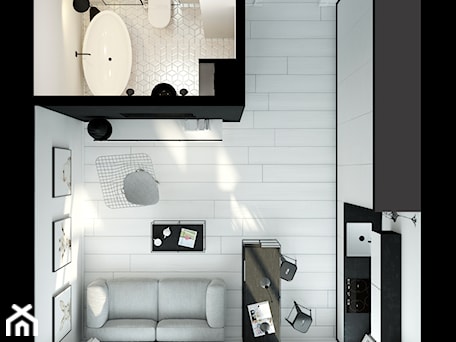 Aranżacje wnętrz - Salon: Black&White - kawalerka 28m2 - Avocado Concept. Przeglądaj, dodawaj i zapisuj najlepsze zdjęcia, pomysły i inspiracje designerskie. W bazie mamy już prawie milion fotografii!