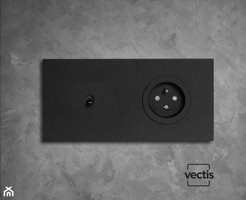 Włącznik i gniazdo czarne aluminium - VECTIS - zdjęcie od ISD POLAND