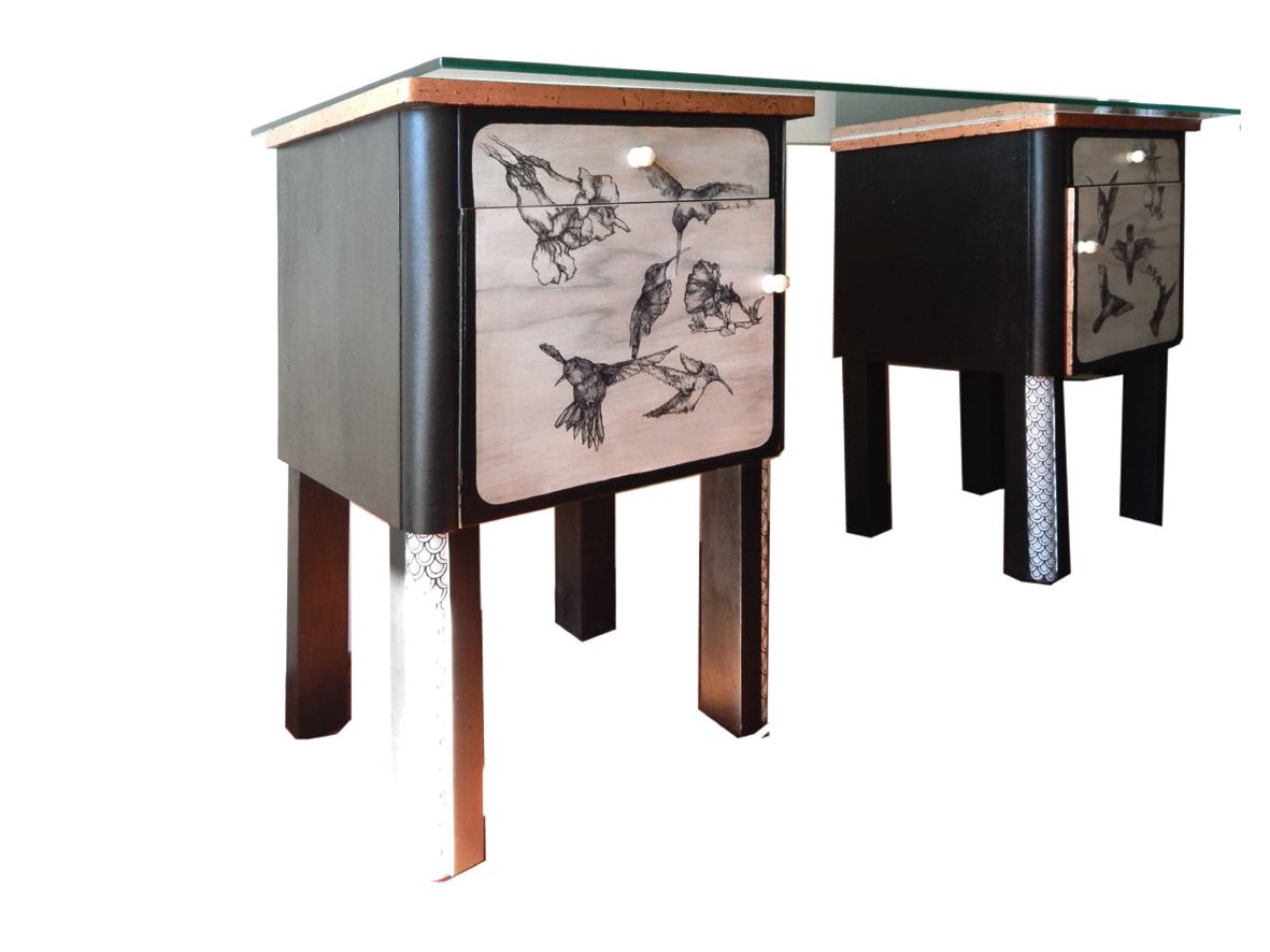 biurko eklektyczne - vintage, projekt i przeróbka ( malowanie ) własne. - zdjęcie od mojsejow- art - Homebook