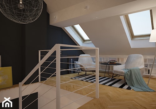 Mieszkanie w Poznaniu III - Średni biały czarny salon, styl skandynawski - zdjęcie od Home Plan projektowanie wnętrz Joanna Mielczarek