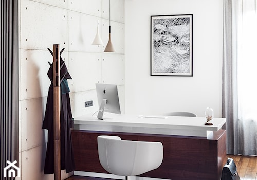 Kancelaria adwokacka - Małe z zabudowanym biurkiem białe biuro, styl nowoczesny - zdjęcie od Home Plan projektowanie wnętrz Joanna Mielczarek