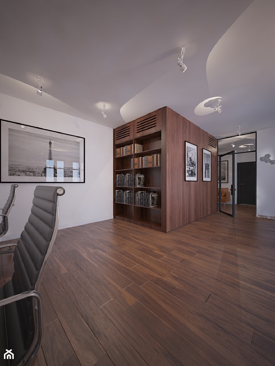 Kancelaria - Duże białe biuro - zdjęcie od Home Plan projektowanie wnętrz Joanna Mielczarek