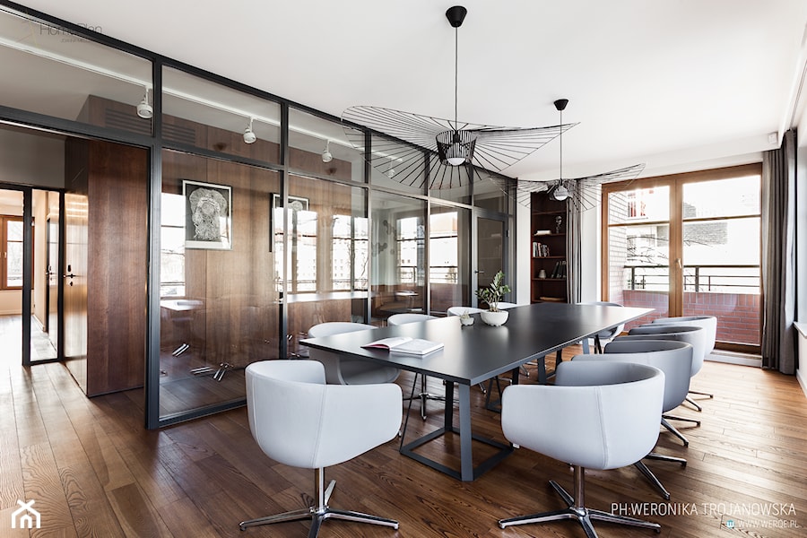 Kancelaria adwokacka - Duża biała jadalnia jako osobne pomieszczenie, styl nowoczesny - zdjęcie od Home Plan projektowanie wnętrz Joanna Mielczarek