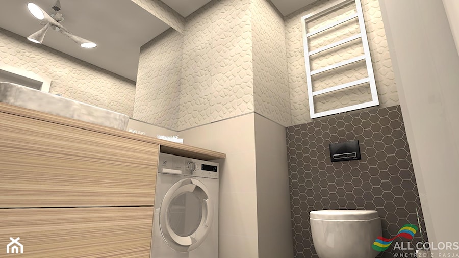 Nowoczesne mieszkanie - Mała bez okna z pralką / suszarką z lustrem łazienka, styl nowoczesny - zdjęcie od all colors wnetrza z pasja