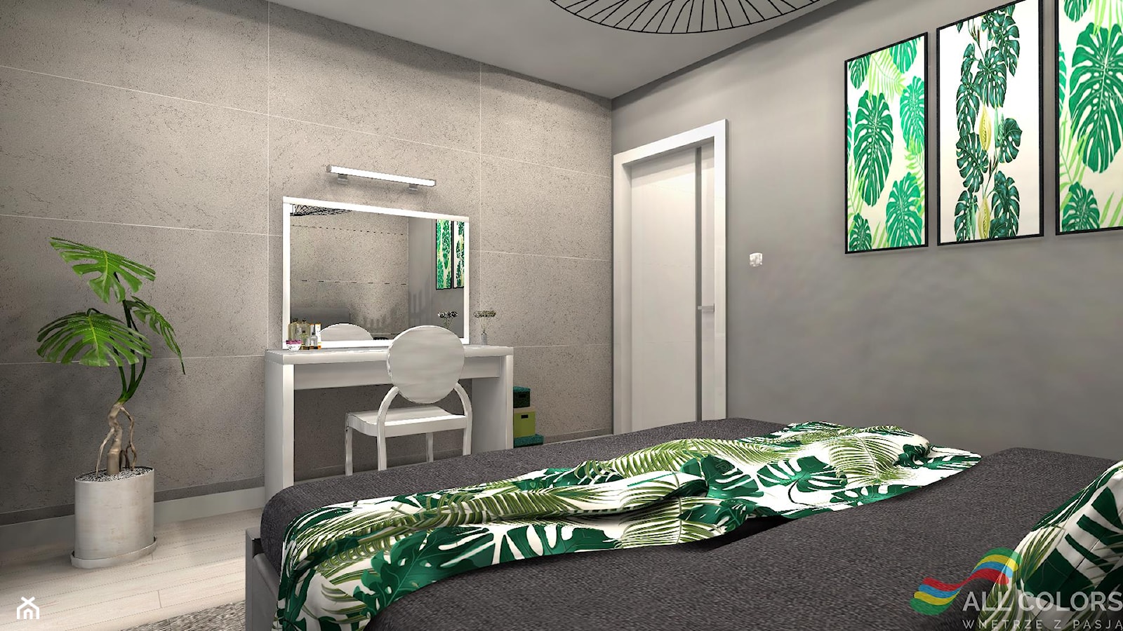Nowoczesne mieszkanie - Duża szara sypialnia, styl nowoczesny - zdjęcie od all colors wnetrza z pasja - Homebook