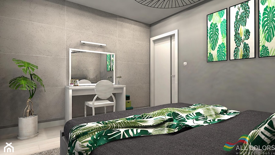 Nowoczesne mieszkanie - Duża szara sypialnia, styl nowoczesny - zdjęcie od all colors wnetrza z pasja