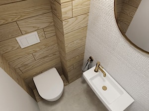 Minimalistyczna łazienka ze złotymi akcentami - zdjęcie od Reforma Domu