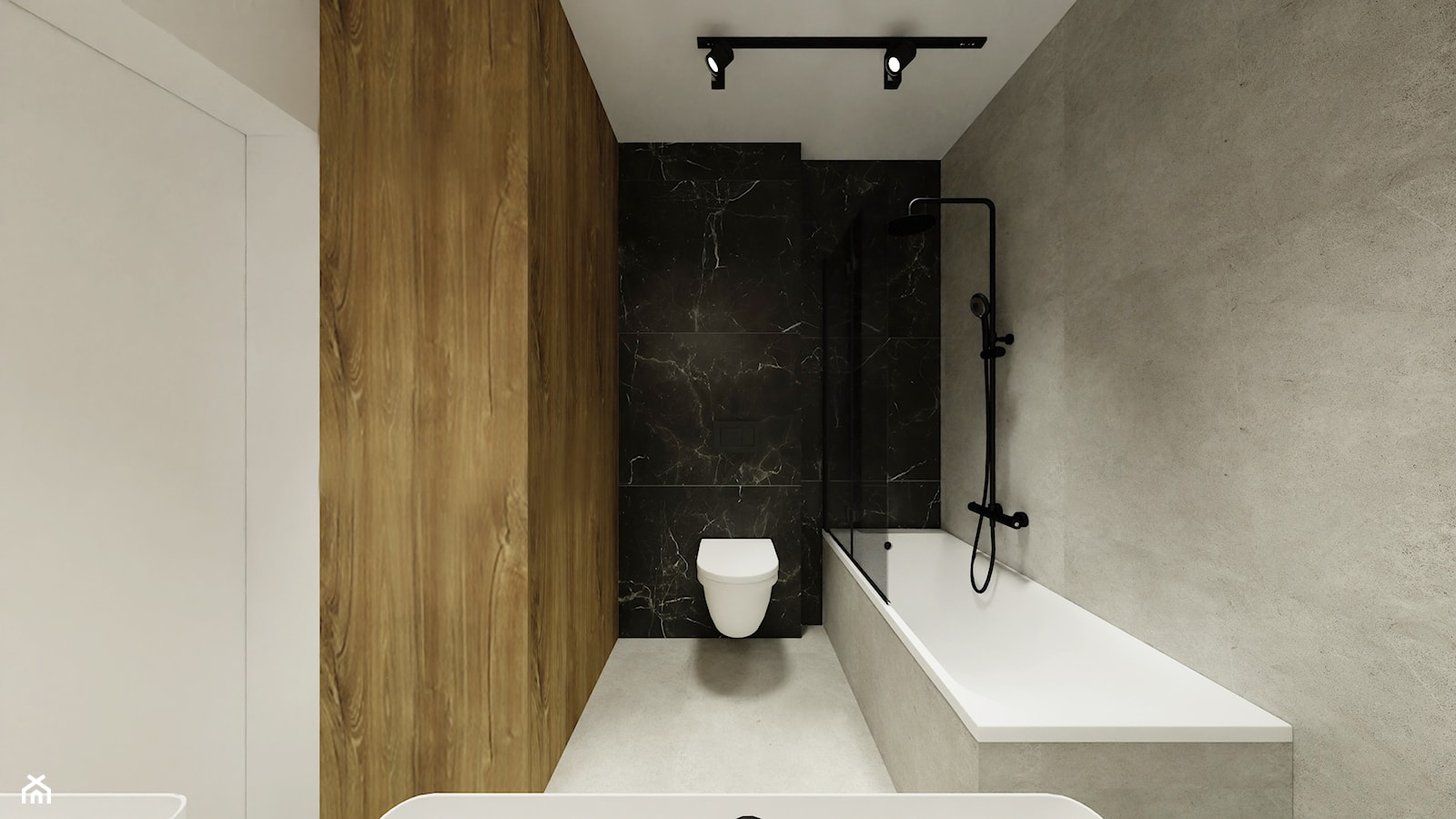 Apartament z ukrytymi drzwiami - Średnia bez okna z punktowym oświetleniem łazienka, styl minimalistyczny - zdjęcie od Reforma Domu - Homebook