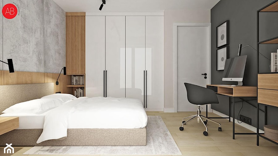 Sypialnia z domowym gabinetem - zdjęcie od Alina Badora Pracownia Architektury Wnętrz