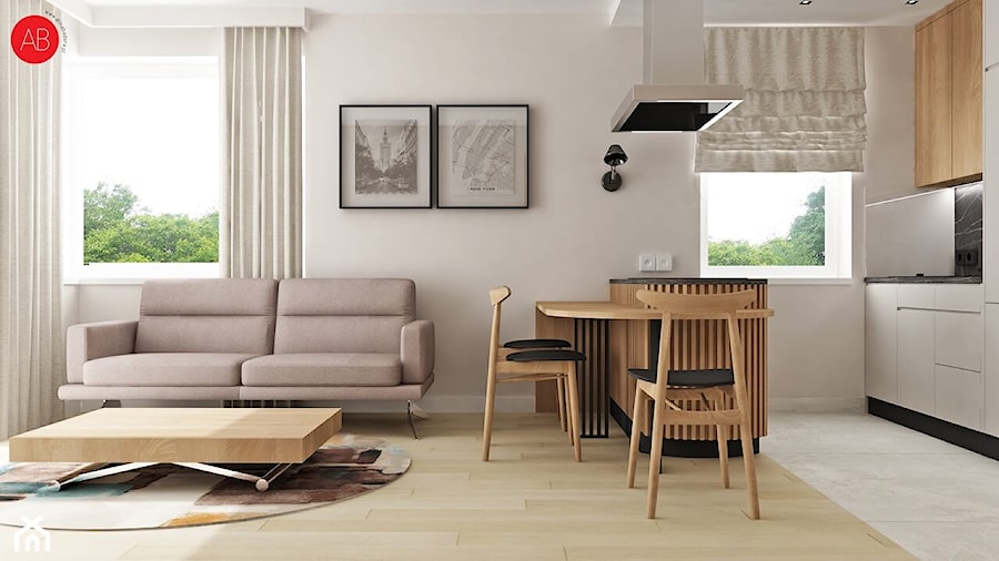 Jasny salon w stylu minimalistycznym - zdjęcie od Alina Badora Pracownia Architektury Wnętrz