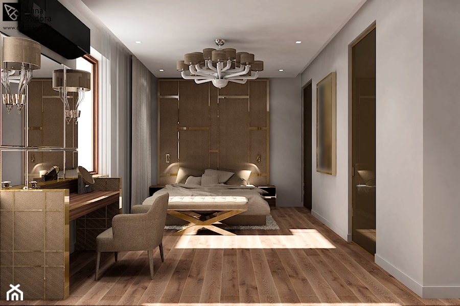 Luksusowa sypialnia w brązie - zdjęcie od Alina Badora Pracownia Architektury Wnętrz