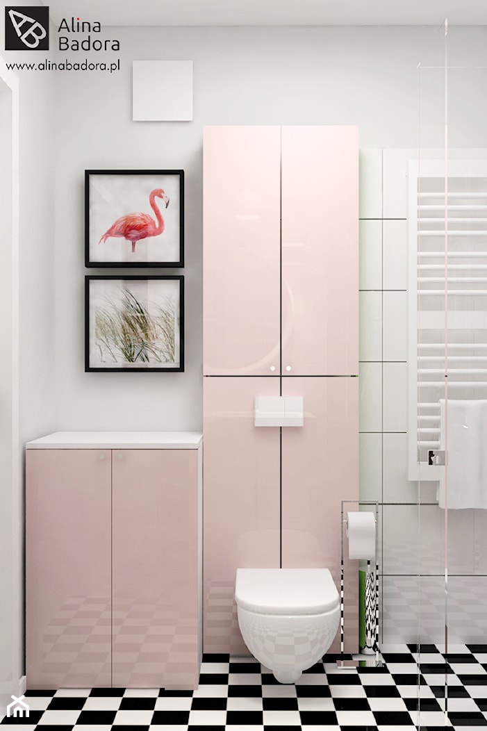 Jasna łazienka z pudrowym różem - zdjęcie od Alina Badora Pracownia Architektury Wnętrz - Homebook