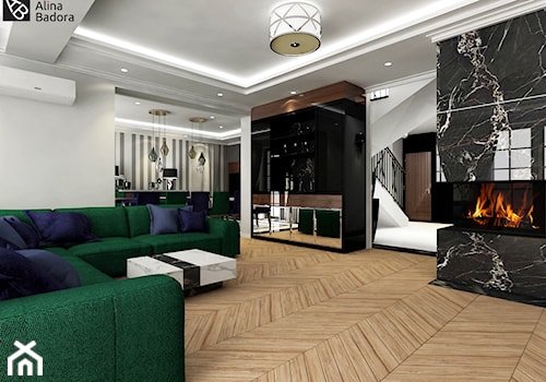 Przestronny salon w luksusowej willi - zdjęcie od Alina Badora Pracownia Architektury Wnętrz