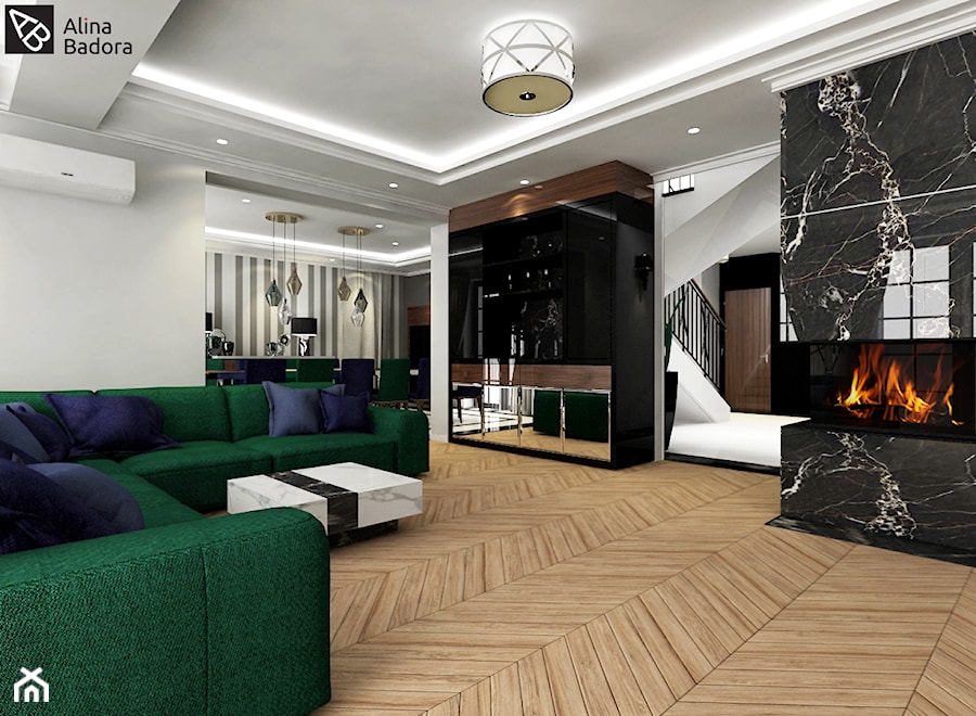 Przestronny salon w luksusowej willi - zdjęcie od Alina Badora Pracownia Architektury Wnętrz