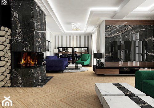 Elegancki salon w luksusowej willi - zdjęcie od Alina Badora Pracownia Architektury Wnętrz