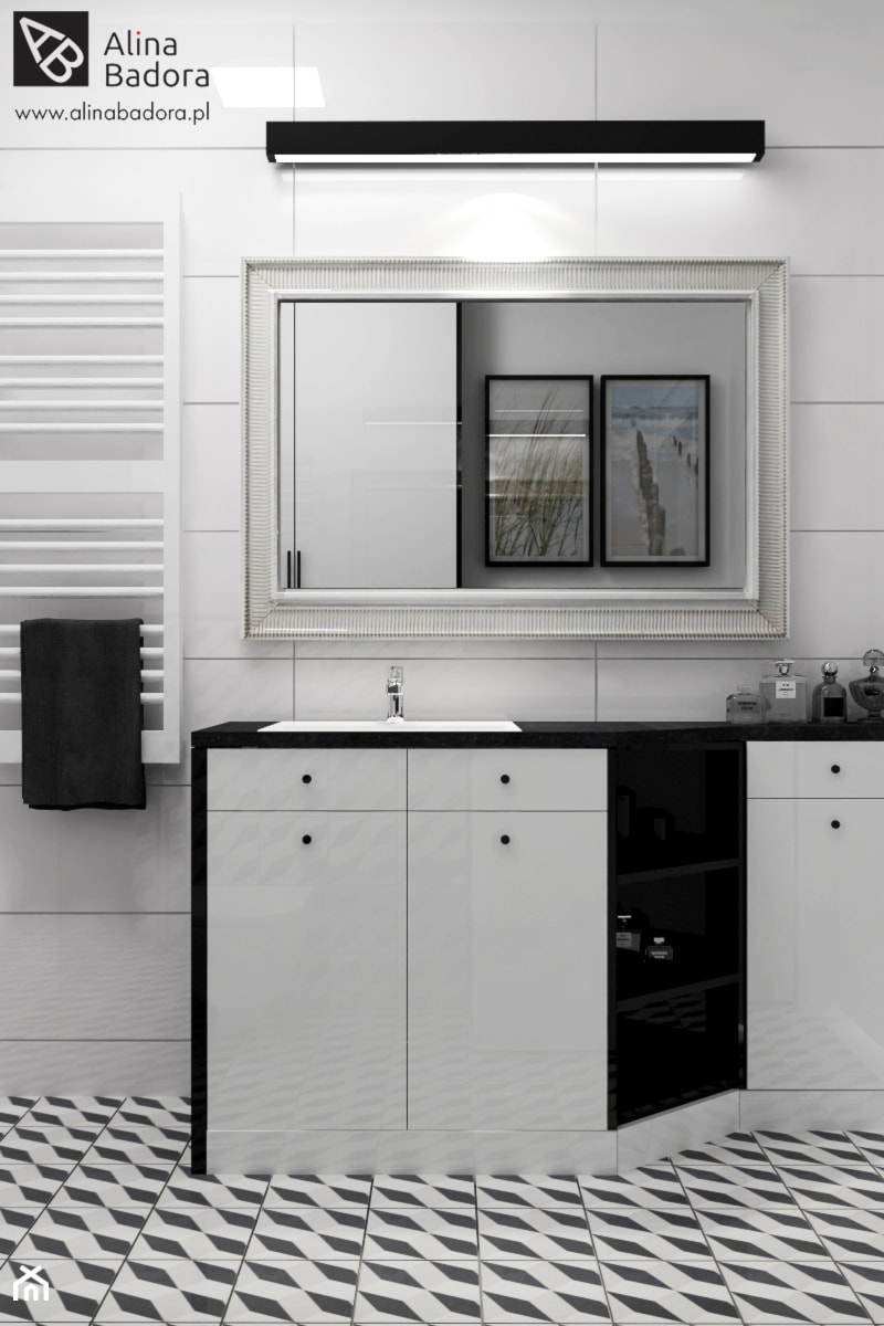 Czarno-biała łazienka - zdjęcie od Alina Badora Pracownia Architektury Wnętrz