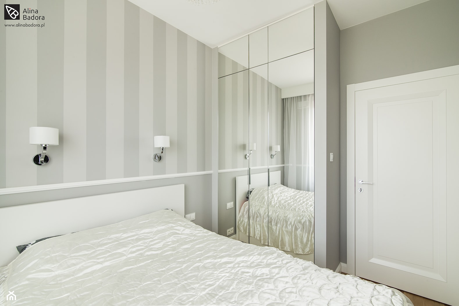 Elegancka sypialnia w bieli w stylu glamour - zdjęcie od Alina Badora Pracownia Architektury Wnętrz - Homebook