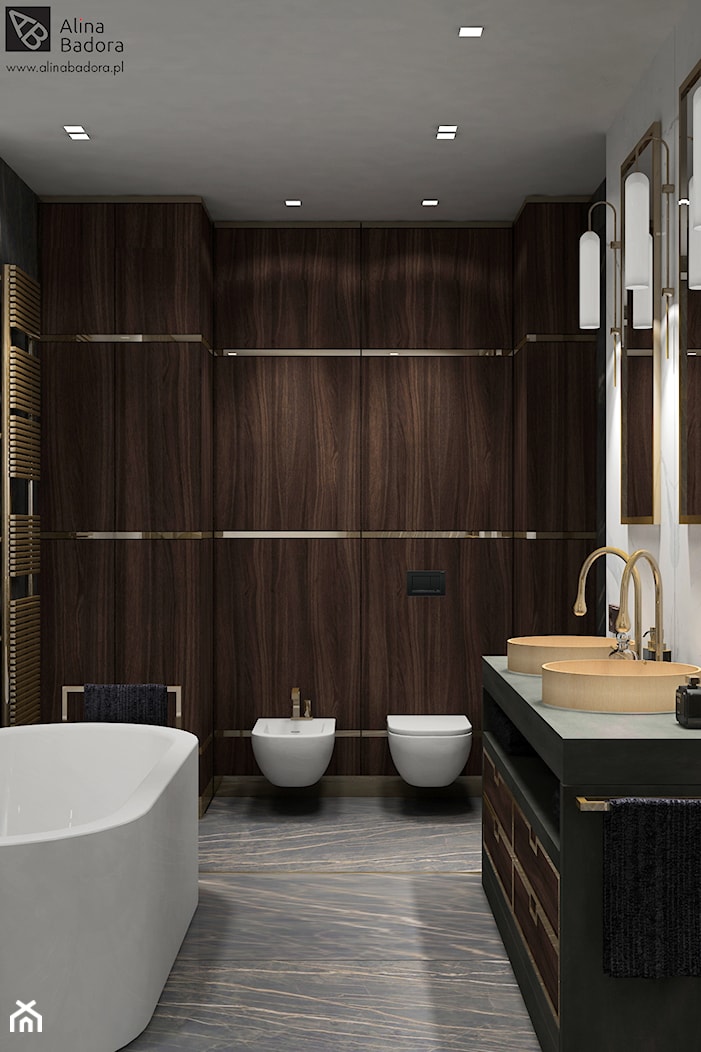 Luksusowa łazienka z marmurem - zdjęcie od Alina Badora Pracownia Architektury Wnętrz - Homebook