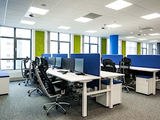 Niebieski flow - projekt biur firmy Promatic w Warszawie
