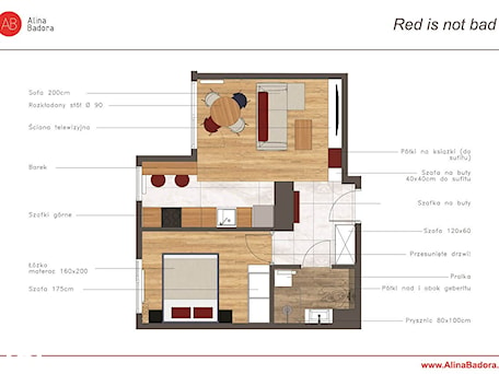 Aranżacje wnętrz - Domy: Mieszkanie z czerwonymi akcentami kolorystycznymi - Alina Badora Pracownia Architektury Wnętrz. Przeglądaj, dodawaj i zapisuj najlepsze zdjęcia, pomysły i inspiracje designerskie. W bazie mamy już prawie milion fotografii!