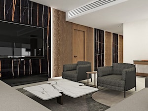 Salon w luksusowym apartamencie zlokalizowanym w apartamentowcu w Warszawie - zdjęcie od Alina Badora Pracownia Architektury Wnętrz