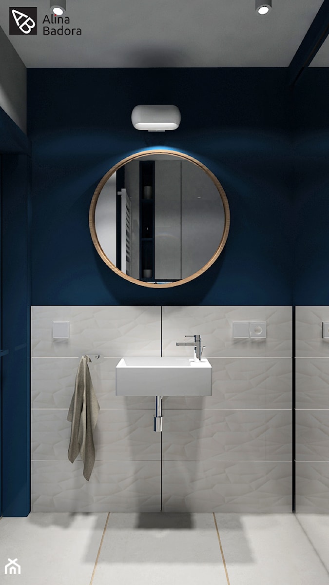 Biało-granatowa łazienka - zdjęcie od Alina Badora Pracownia Architektury Wnętrz