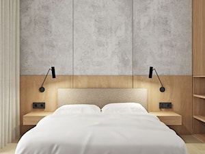 Przytulna sypialnia z drewnem i betonem - zdjęcie od Alina Badora Pracownia Architektury Wnętrz