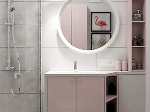 Jasna łazienka z pudrowym różem - zdjęcie od Alina Badora Pracownia Architektury Wnętrz